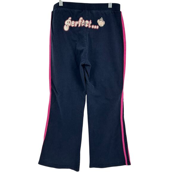 VTG y2k Women's Blue Pink Bobby Jack Style 'Perfection' Wide Leg Sweatpants Sz S - Picture 2 of 9